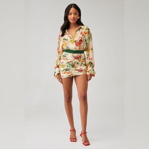 Rococo Sand Multicolor Floral and Fruit  Mini Skirt size XS NWT